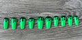 Radioactive handmade neon green slime drip press on nails, long coffin