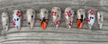 Sweet Seance handmade champagne chrome halloween press on nails with tiny ghosts orange tips and rhinestones, long stiletto