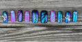 Butterfly Effect handmade iridescent chrome press on nails with butterfly charms and rhinestones